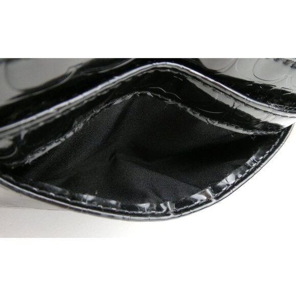 Coach Signature Black Patent Leather Card Case - Picture 9 of 10